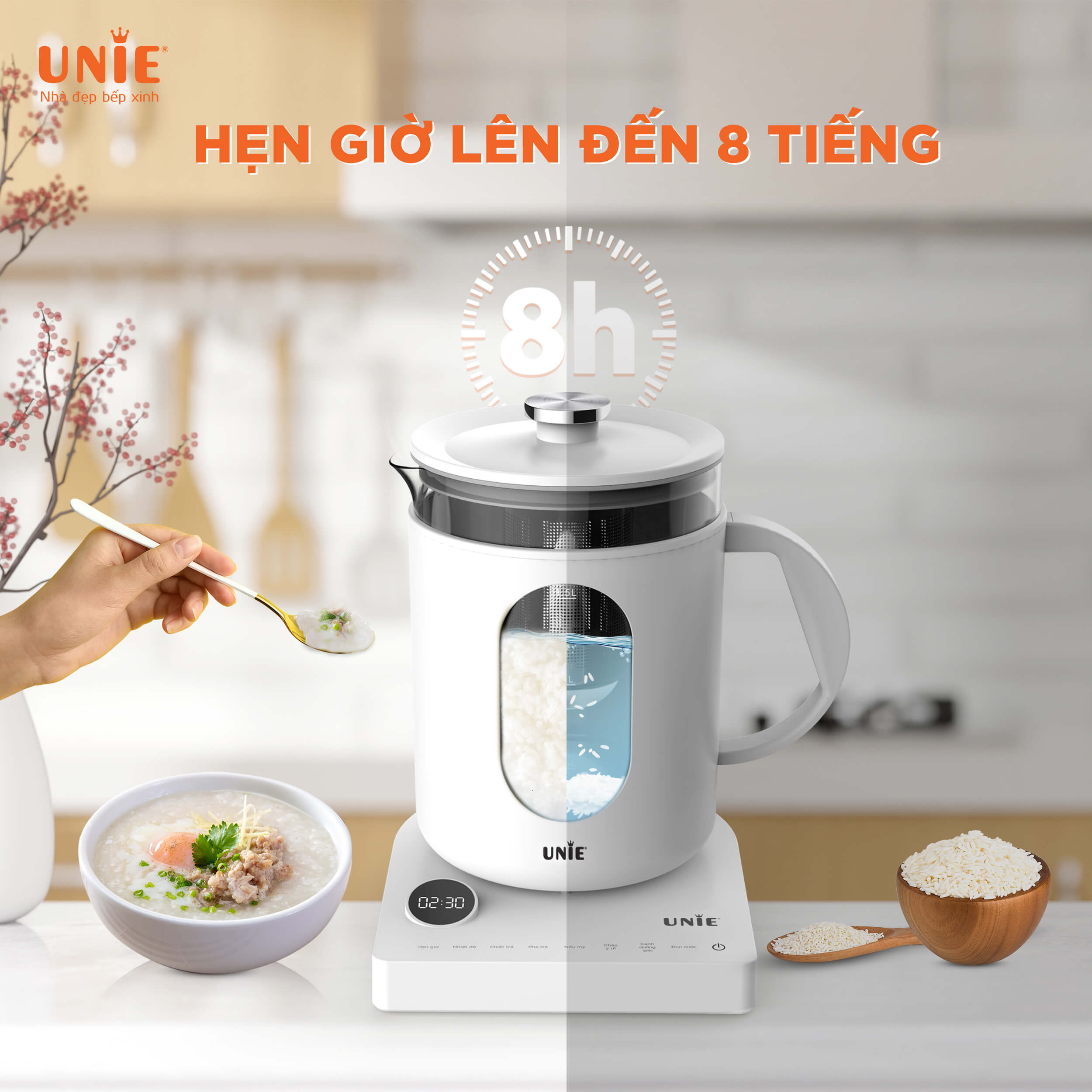 Ấm siêu tốc cao cấp UNIE UEK1782W - 6 chức năng tùy chỉnh - Ảnh 5