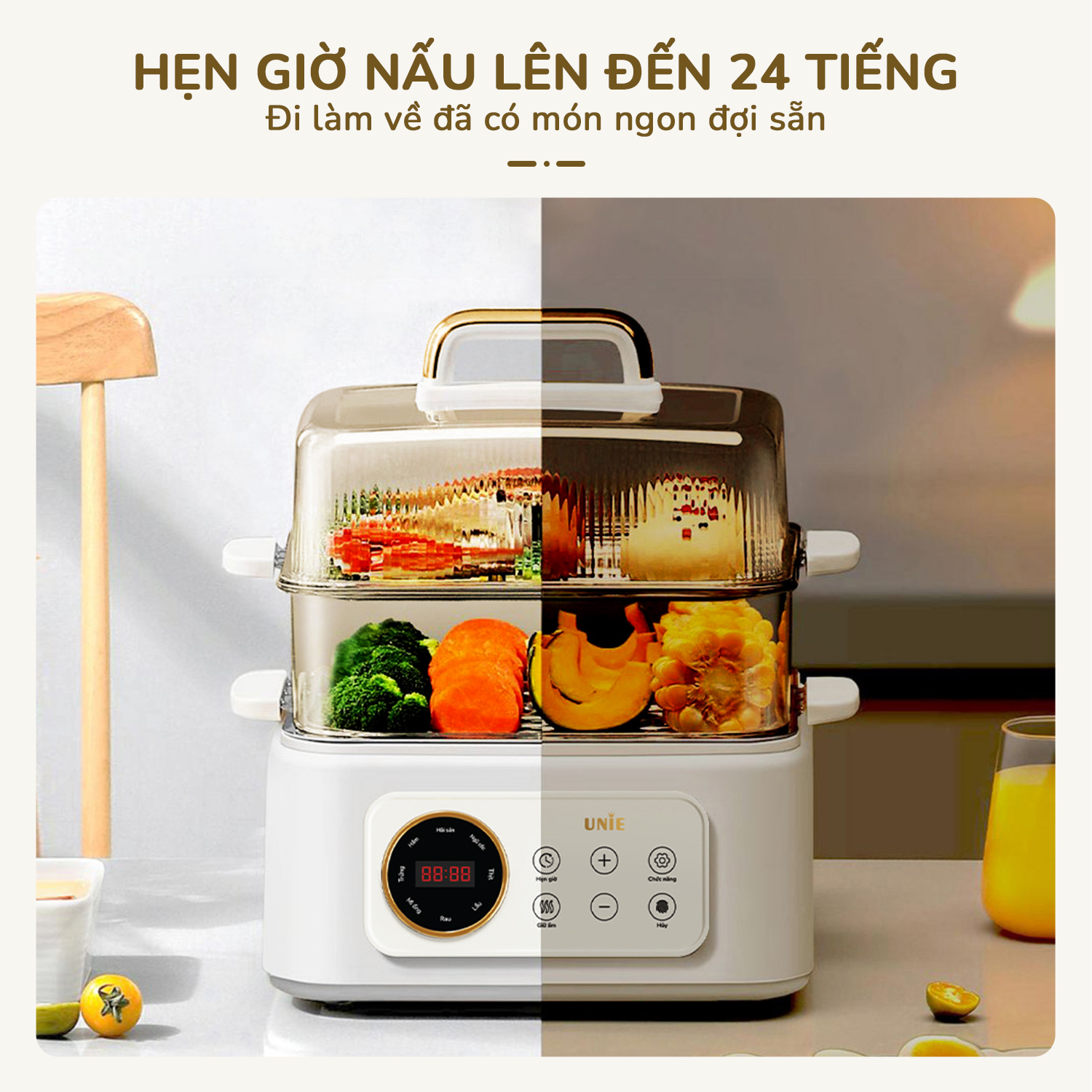 Nồi lẩu hấp đa năng UNIE UE668 - 10L, 8 chức năng tự động - Ảnh 6