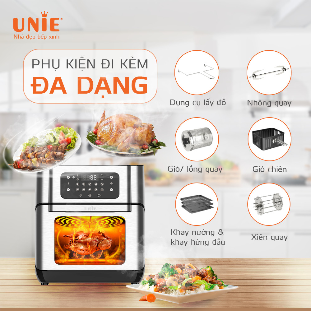 Nồi chiên không dầu UNIE UE-1000 dung tích 12L, 14 chế độ nấu - Ảnh 5