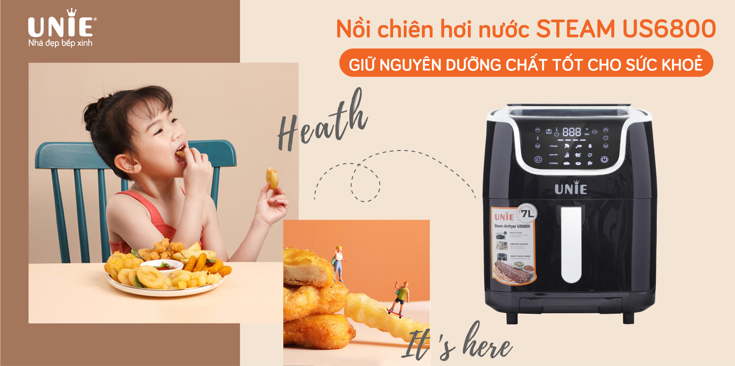 Nồi chiên hơi nước UNIE STEAM US6800 dung tích 7L, - Ảnh 9