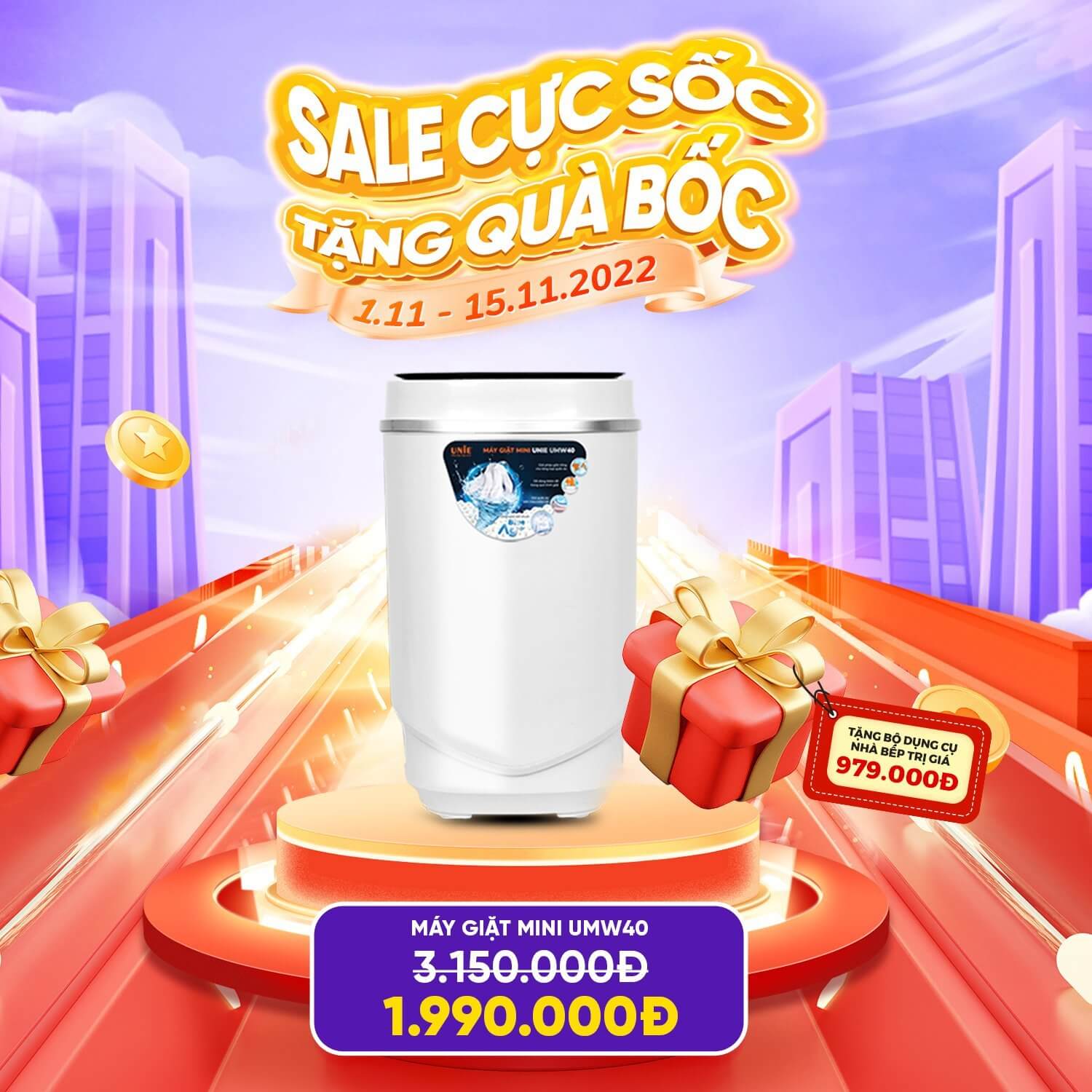Máy giặt mini UNIE UMW40 tiết kiệm diện tích - Ảnh 2
