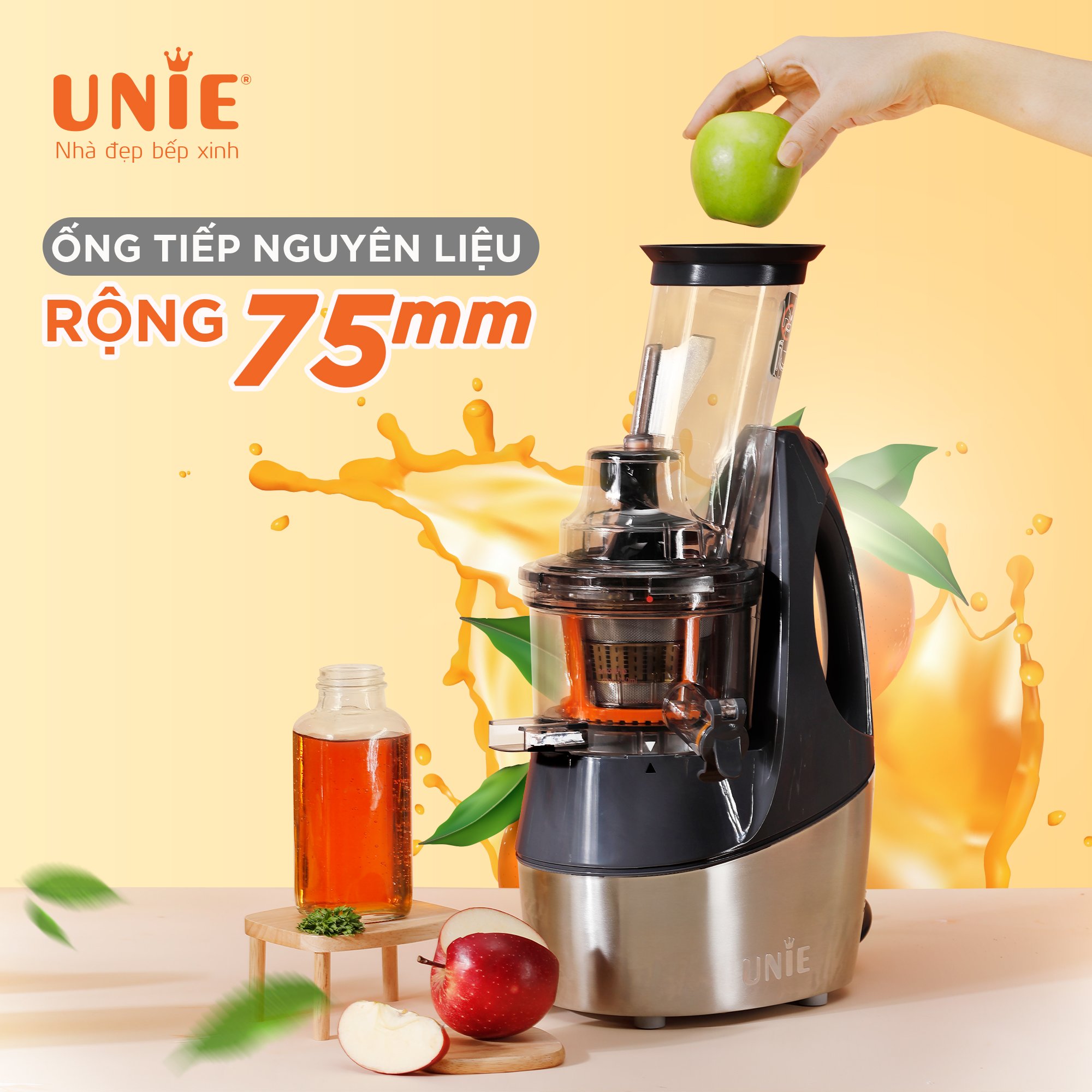 Máy ép chậm UNIE UE-580, ép kiệt bã 98% - Ảnh 4