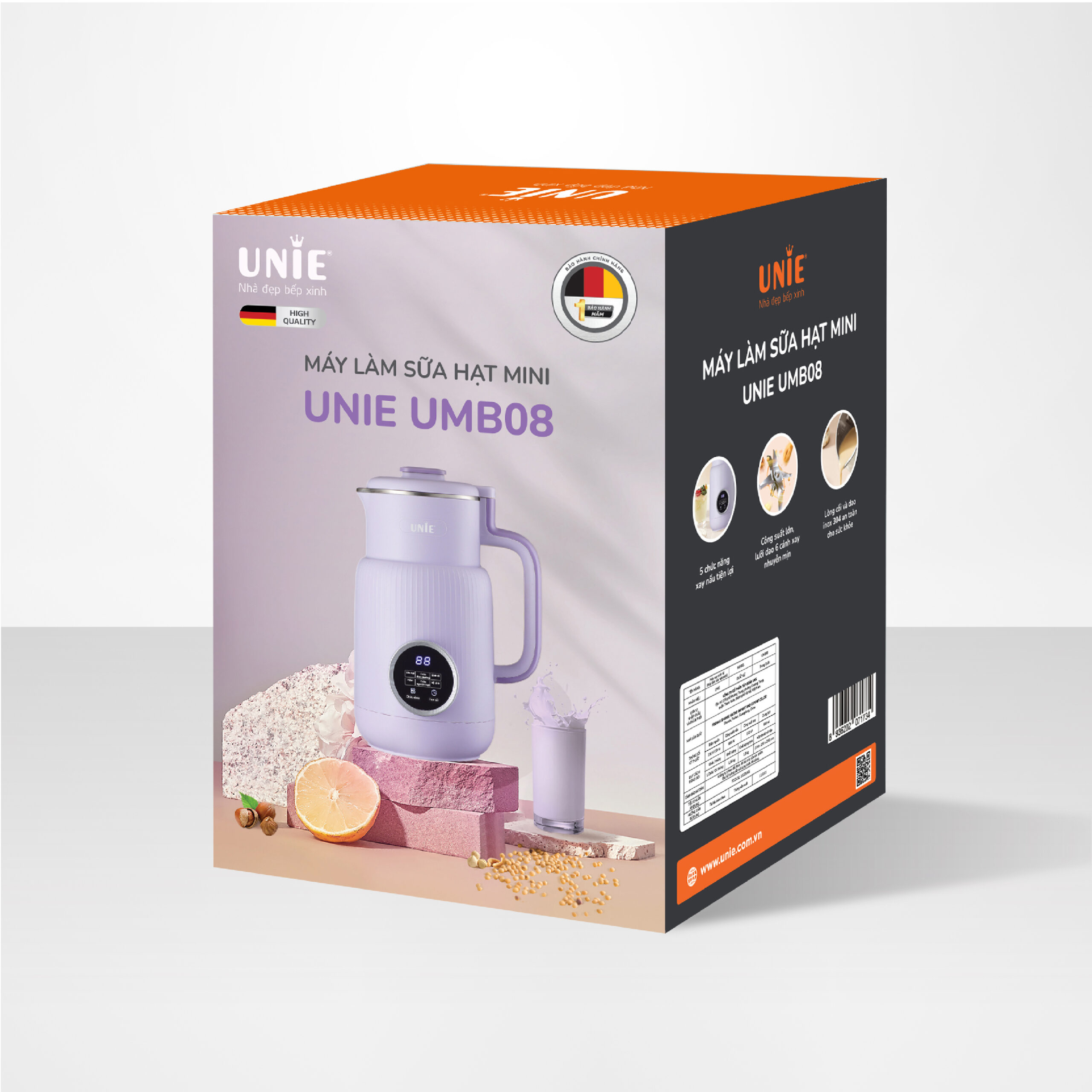 Máy làm sữa hạt UNIE UMB08 dung tích 600ml, 5 chức năng xay nấu - Ảnh 9