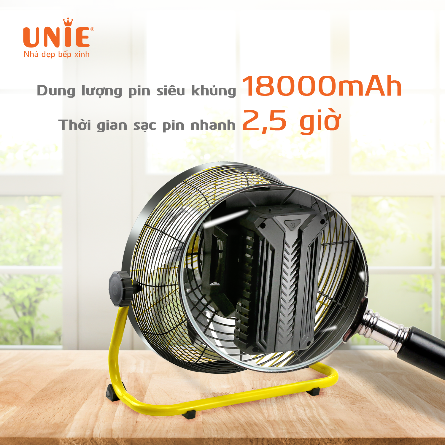 Quạt sàn tích điện UNIE UE-880 hoạt động liên tục 48h - Ảnh 3
