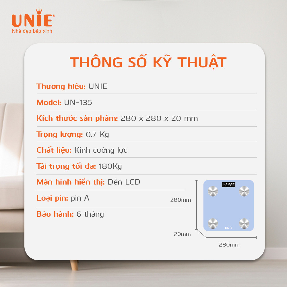Cân điện tử thông minh UNIE UN-135 nhỏ gọn, dễ dàng kết nối điện thoại - Ảnh 9