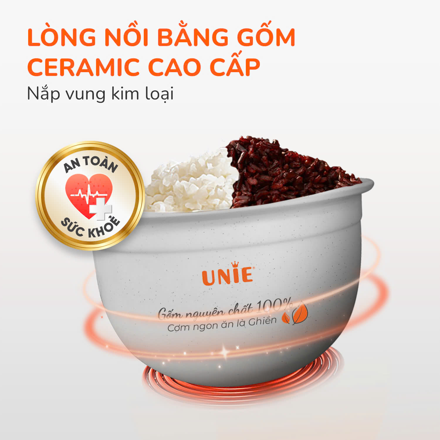 Nồi cơm điện UNIE URC810, dung tích 1L, lòng gốm ceramic - Ảnh 2