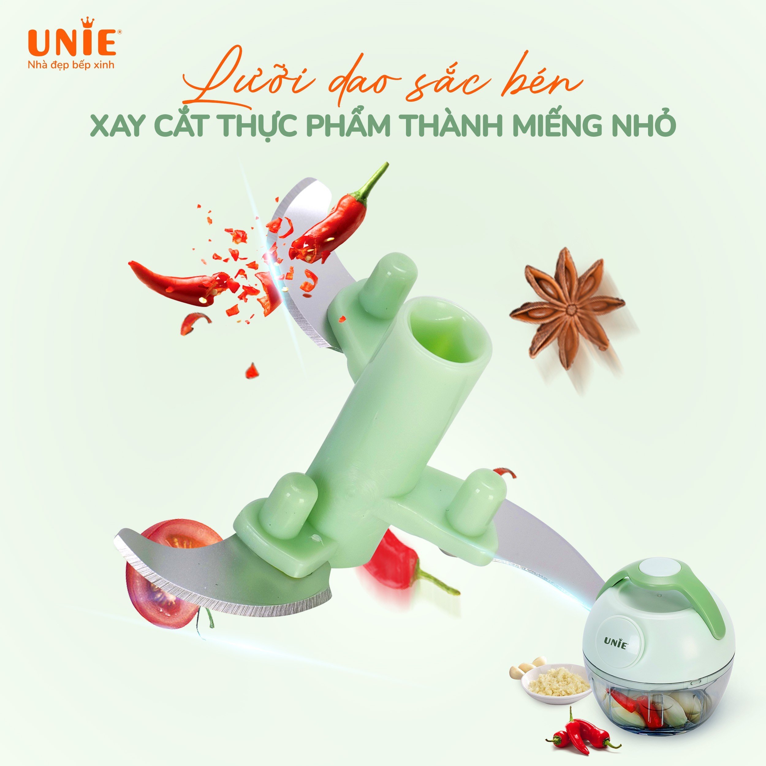 Máy xay hành tỏi ớt mini UNIE UC180 - Ảnh 4