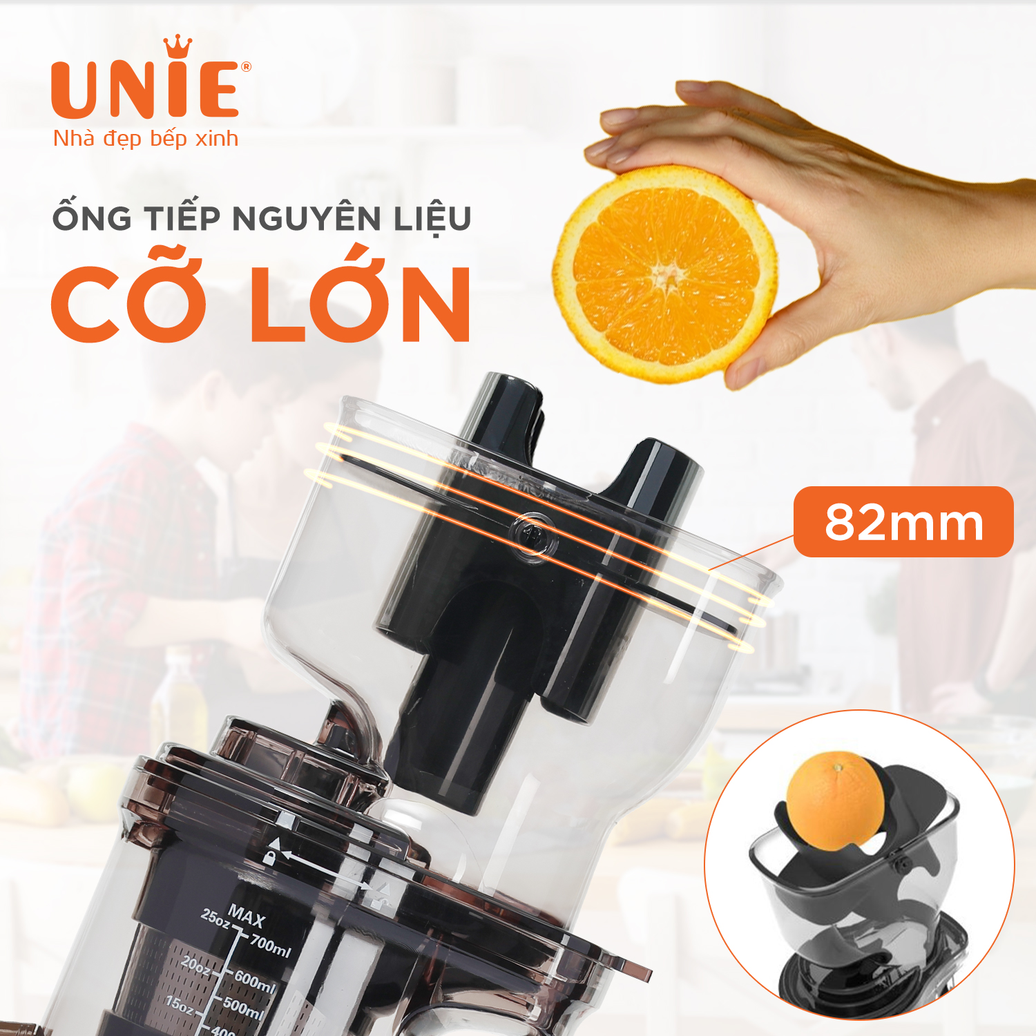 Máy ép chậm UNIE USJAC91S công suất 400W, vận hành êm ái - Ảnh 7