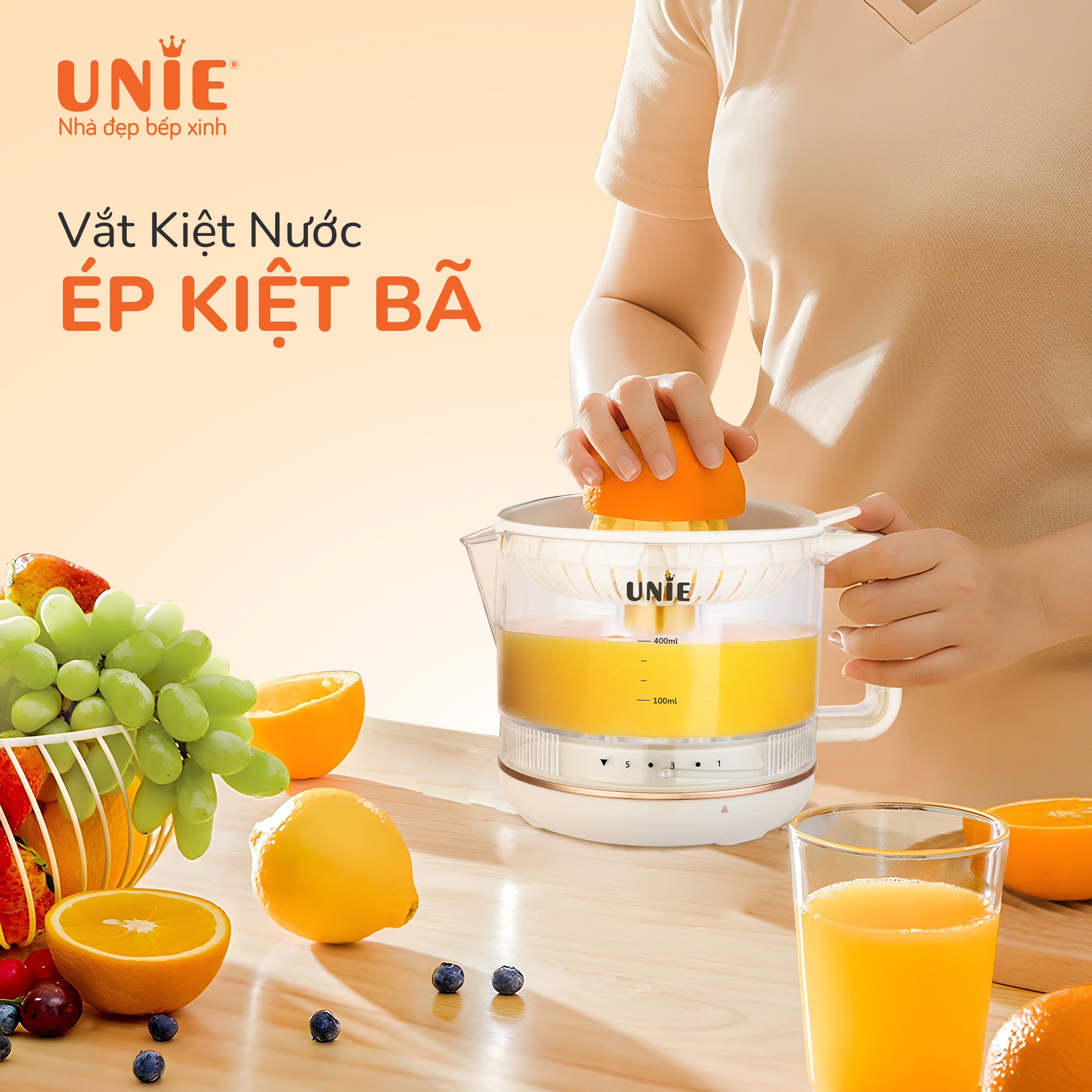 Máy vắt cam UNIE UJ550 dung tích 700ml, 5 cối ép đa dạng - Ảnh 3